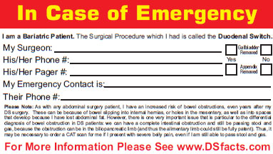 ds emergency card back